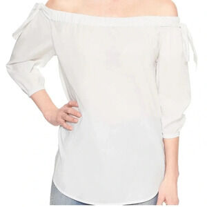 GAP White Off-the-Shoulder Bows Blouse. Large